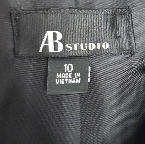 AB Studio Black Collared Lined Flare Bell Sleeve Button Down Pea Coat Size 10 - Picture 3 of 5